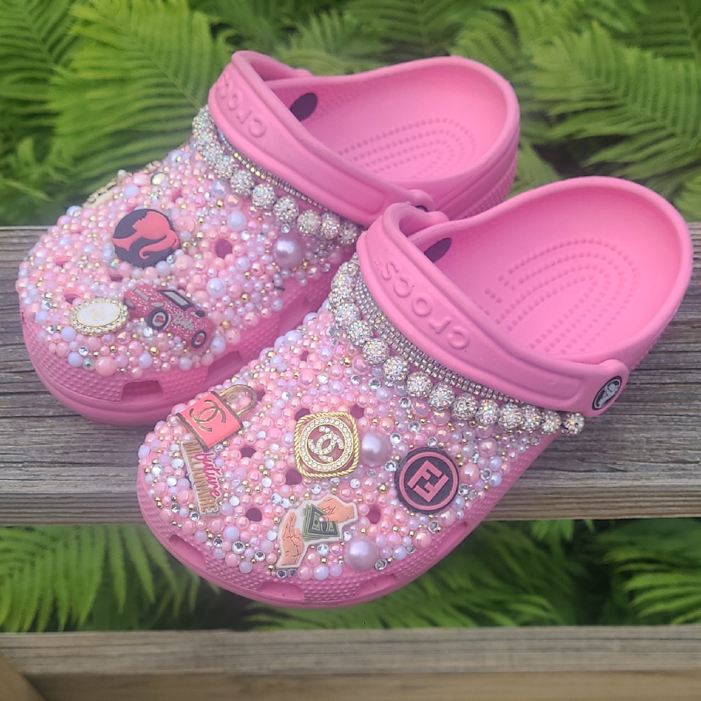 New• Crocs Handmade One Of A Kind Bling Chanel, Fendi